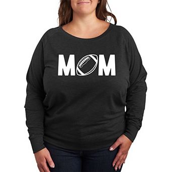 Plus Size Mom Football French Terry Long Sleeve Tee