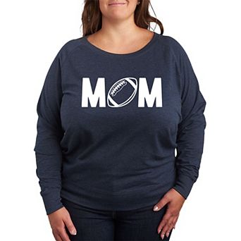 Plus Size Mom Football French Terry Long Sleeve Tee