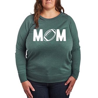 Plus Size Mom Football French Terry Long Sleeve Tee
