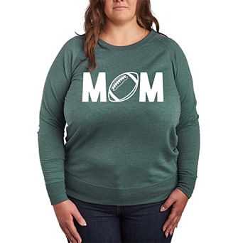 Plus Size Mom Football French Terry Long Sleeve Tee
