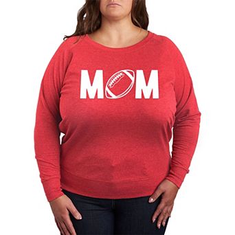 Plus Size Mom Football French Terry Long Sleeve Tee
