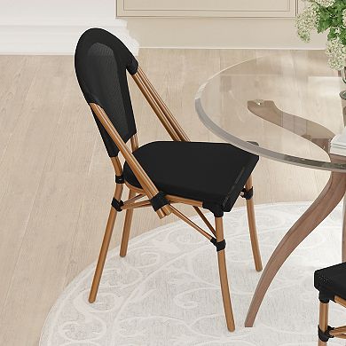 Emma And Oliver Massalia Indoor/outdoor Stacking Bistro Style Chairs With Textilene Seat