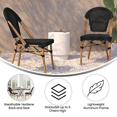 Emma And Oliver Massalia Indoor/outdoor Stacking Bistro Style Chairs With Textilene Seat