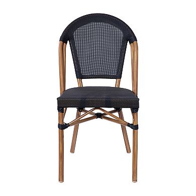 Emma And Oliver Massalia Indoor/outdoor Stacking Bistro Style Chairs With Textilene Seat