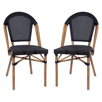 Emma And Oliver Massalia Indoor/outdoor Stacking Bistro Style Chairs With Textilene Seat