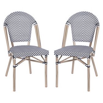 Emma And Oliver Massalia Indoor/outdoor Stacking Bistro Style Chairs With Textilene Seat