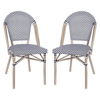 Emma And Oliver Massalia Indoor/outdoor Stacking Bistro Style Chairs With Textilene Seat