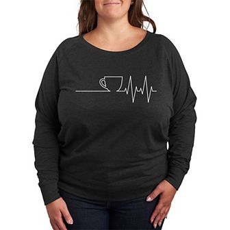 Plus Size Coffee EKG Lightweight French Terry Sweatshirt