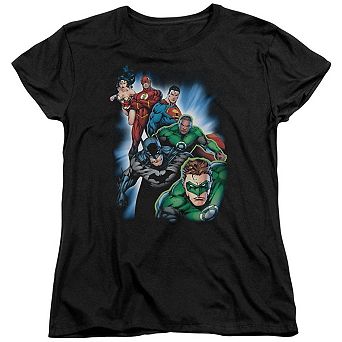 Justice League Of America Heroes Unite Short Sleeve Womens T-shirt