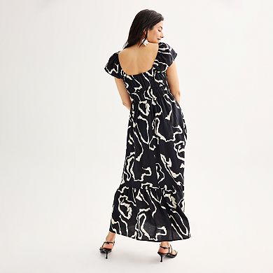 Petite Nine West Flutter Sleeve Maxi Dress