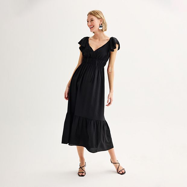 Petite Nine West Flutter Sleeve Maxi Dress