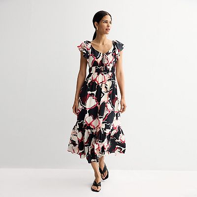 knee length dresses for ladies Petite Twist Front V-Neck Long Sleeve Maxi Dress main image 1