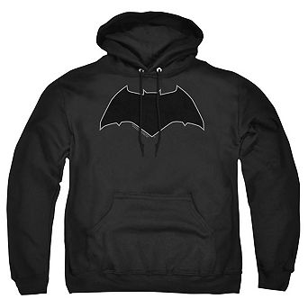 Justice League Movie Batman Logo Gray Outline Adult Pull Over Hoodie
