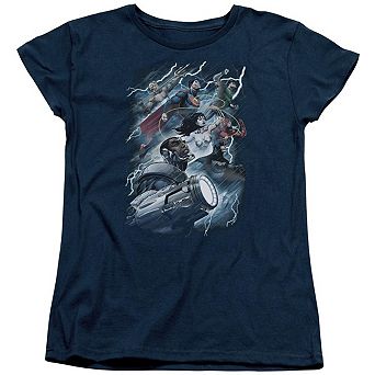 Justice League Of America Ride The Lightening Short Sleeve Womens T-shirt