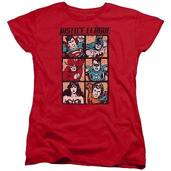 Justice League Of America Rough Panels Short Sleeve Womens T-shirt