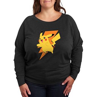 Plus Size Pokemon Pikachu Bolt French Terry Long Sleeve Tee