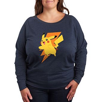 Plus Size Pokemon Pikachu Bolt French Terry Long Sleeve Tee