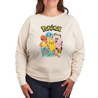 Plus Size Pokemon Character Group French Terry Long Sleeve Tee