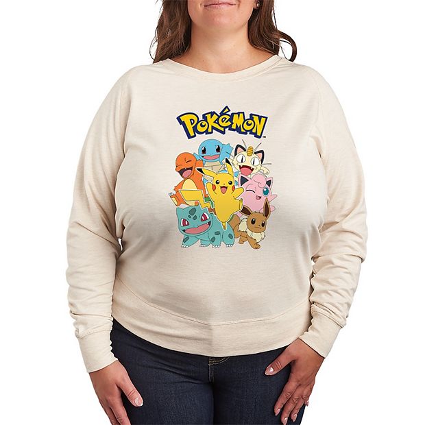 Plus Size Pokemon Character Group French Terry Long Sleeve Tee