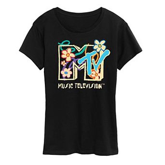 Women's MTV Drawn Floral Logo Graphic Tee