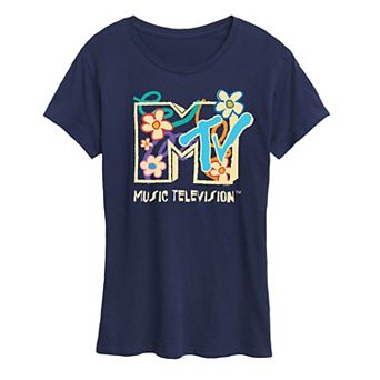 Women's MTV Drawn Floral Logo Graphic Tee