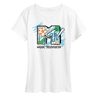 Women's MTV Sketchy Flowers Logo Graphic Tee