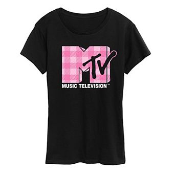 Women's MTV Pink Plaid Graphic Tee
