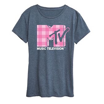 Women's MTV Pink Plaid Graphic Tee