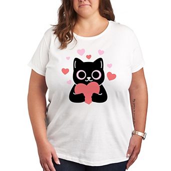 Plus Cat With Hearts Graphic Tee
