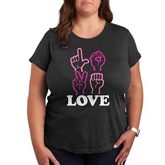 Plus Love Sign Language Graphic Tee