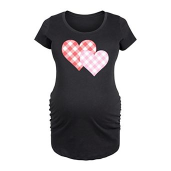 Maternity Plaid Heart Duo Graphic Tee