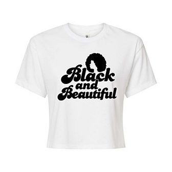 Juniors' Black and Beautiful Cropped Tee