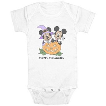 Disney's Mickey Mouse & Minnie Baby Boy Happy Halloween Pumpkin Bodysuit