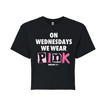 Juniors' Mean Girls Wednesdays We Wear Pink Cropped Tee