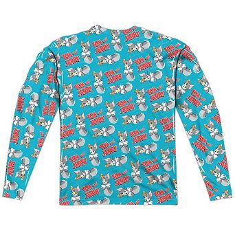 Tom And Jerry Double Trouble Long Sleeve Adult Poly Crew T-shirt