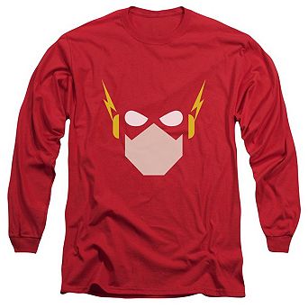 Justice League Of America Flash Head Long Sleeve Adult T-shirt
