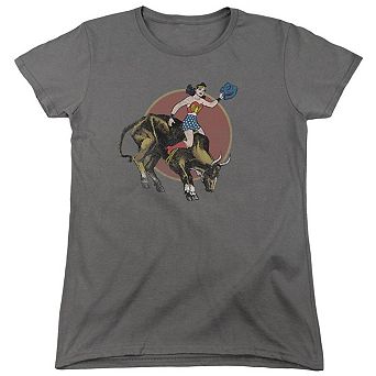 Justice League Of America Bull Rider Short Sleeve Womens T-shirt