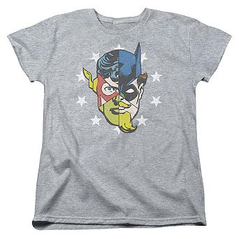 Justice League Of America Face Off Short Sleeve Womens T-shirt