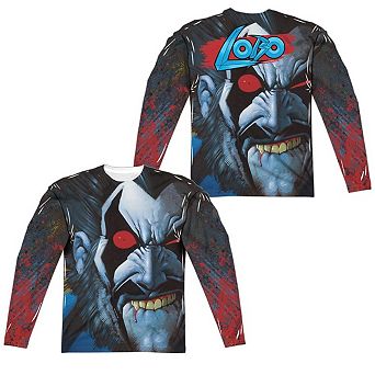 Justice League Of America Bit Lip Long Sleeve Adult Poly Crew T-shirt
