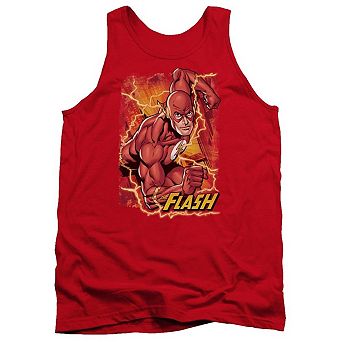 Justice League Of America Flash Lightning Adult Tank Top