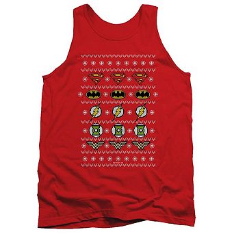 Justice League Of America Justice Shields Christmas Sweater Adult Tank Top