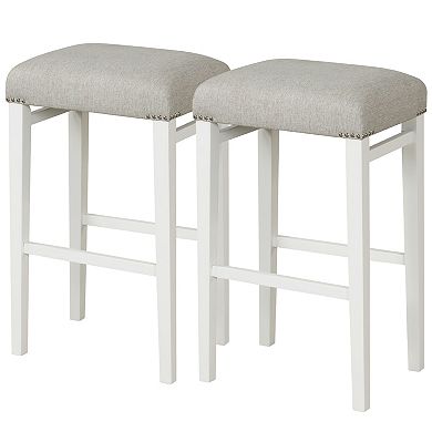 2 Pieces Backless Barstools with Padded Seat Cushions
