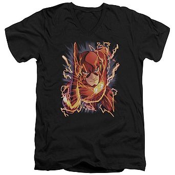 Justice League Of America Flash 1 Short Sleeve Adult V Neck T-shirt