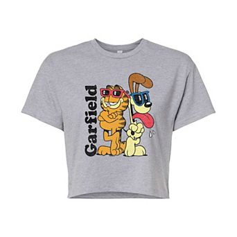 Juniors' Garfield & Odie Sunglasses Cropped Tee