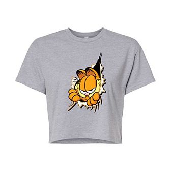 Juniors' Gafield Peeking Out Cropped Tee
