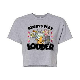 Juniors' Garfield Always Play Louder Cropped Tee
