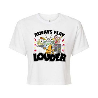 Juniors' Garfield Always Play Louder Cropped Tee