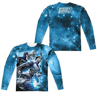 Justice League Of America Atmospheric Long Sleeve Adult Poly Crew T-shirt