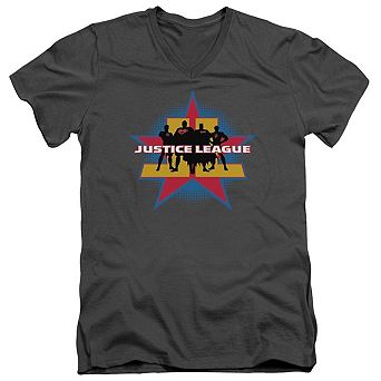 Justice League of America Stand Tall Short Sleeve Adult V Neck T-Shirt