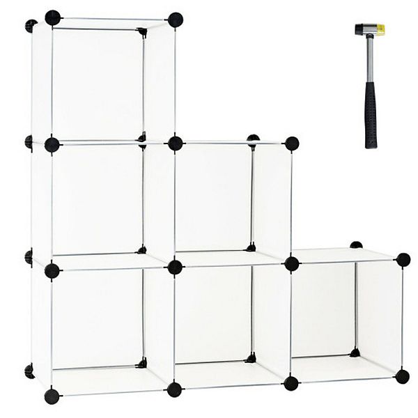 6 Cube Plastic Storage OrganizerWhite